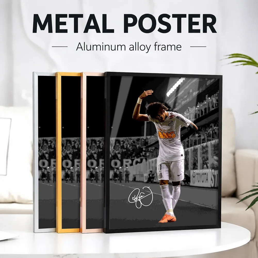 Soccer Player Celebration Metal Poster With Aluminum Alloy Frame Personalized Photo Dramatic Action Style Wall Art For Bedroom