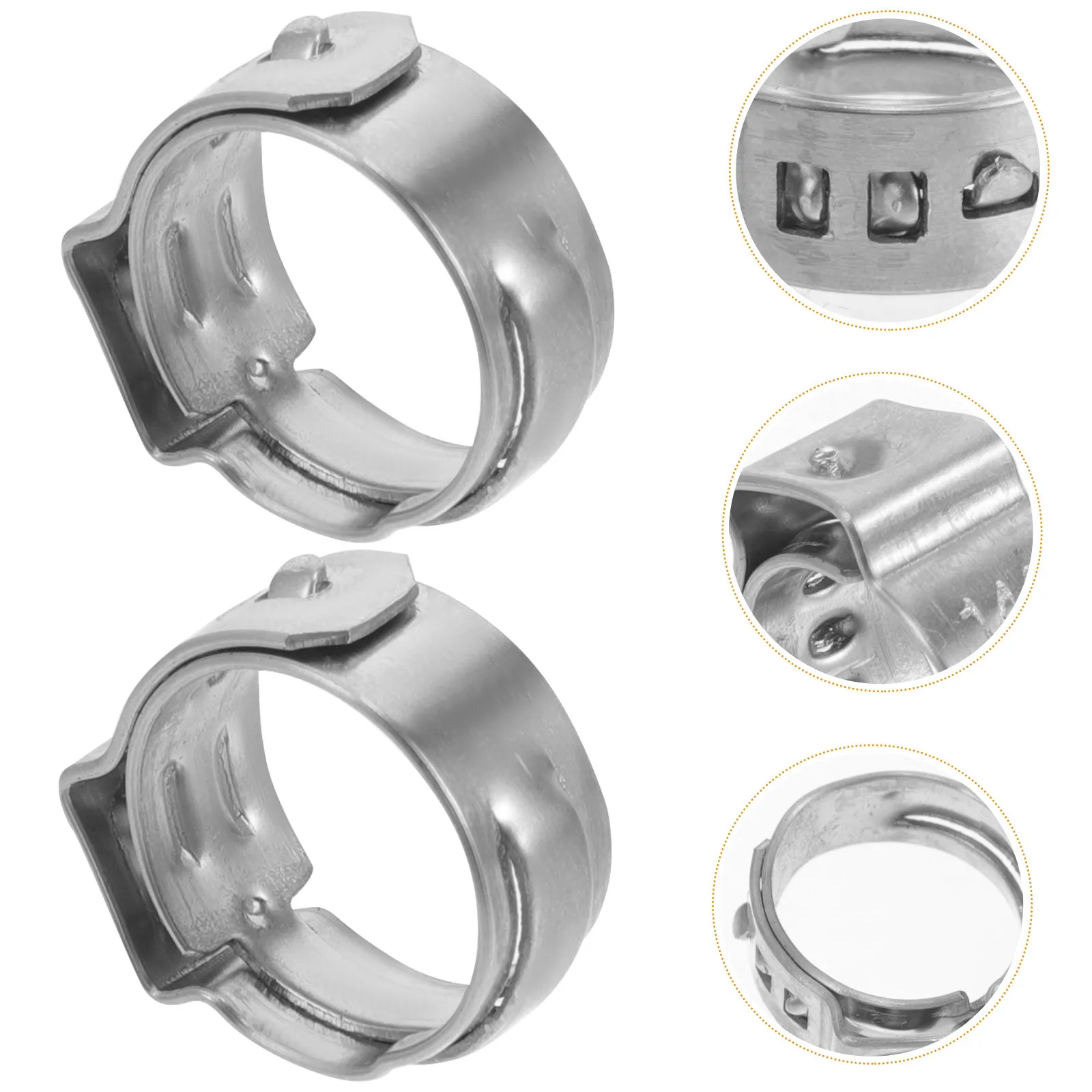 Stainless Steel Hose Clamps 50 Piece Ear Pinch Crimp Rings for Tubing Fittings Cinch Clips Plumbing Repair