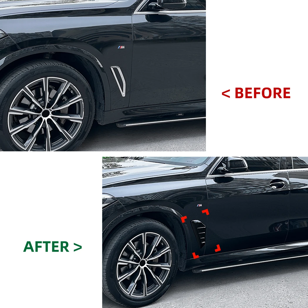 1Pair Car Hood Decoration Realistic Air Outlet Design Simulation Air Vent Fake Decorative Sticker For BMW X5 G05 LCI 2023+