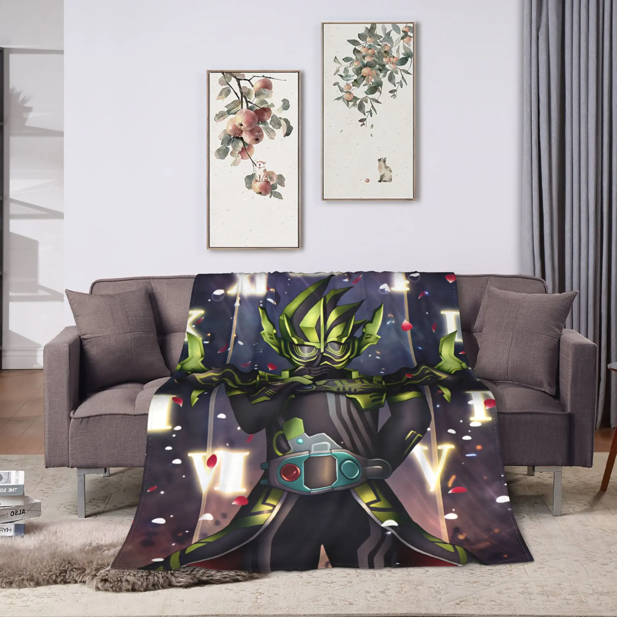 Kamen Riders Flannel Blanket Autumn  Super Warm Throw Blanket for Kids Bedroom Pattern Bedspread Sofa Bed Cover