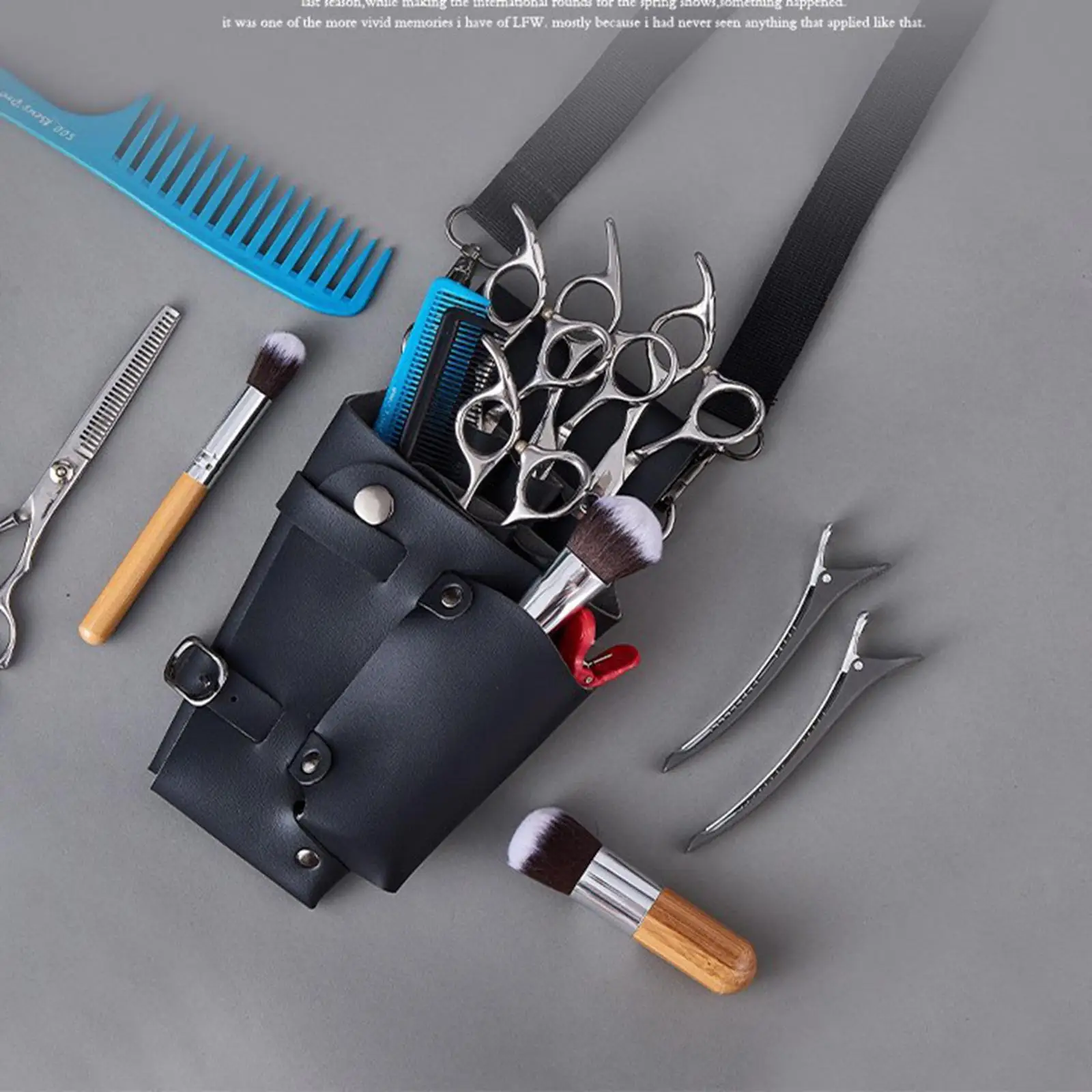 Hairdresser Scissors Bag, Black, Versatile, Large Capacity, Hair Stylist Tool Bag, Scissors Pouch Holster, Waist Bag