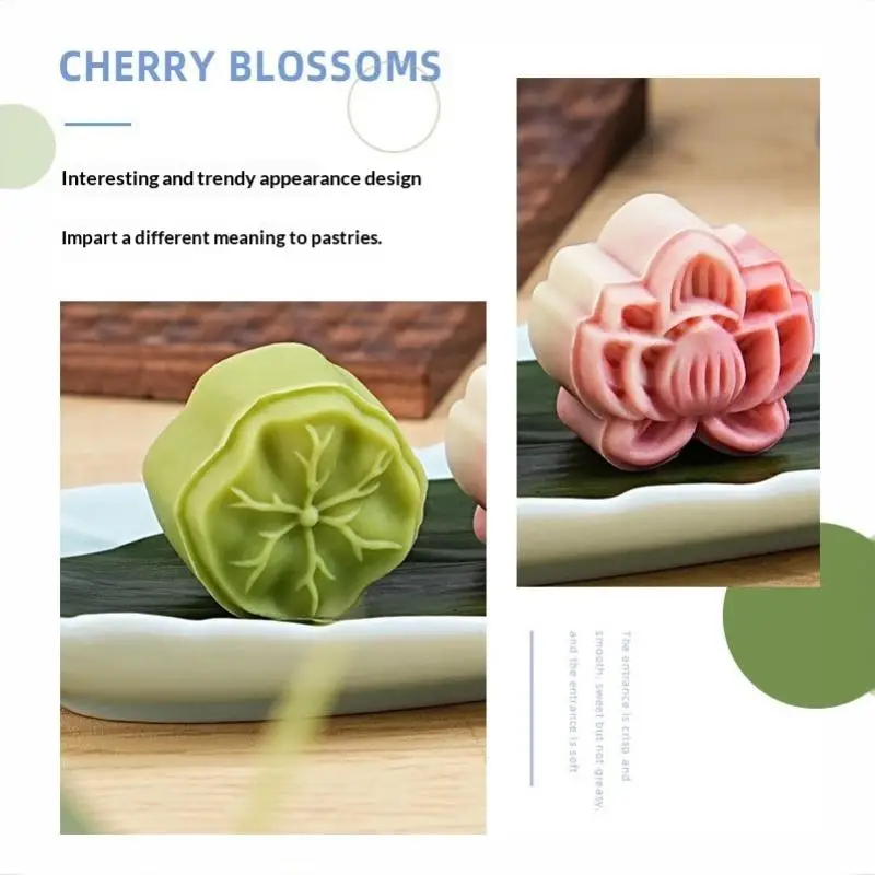 (BF06)Lotus Leaf Flower Shape Moon Cake Mould Mid Autumn Festival Mooncake Mold DIY Fondant Mung Bean Baking Hand Press Mold