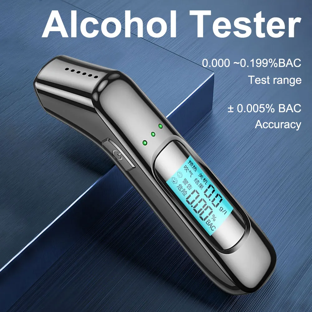 Testador de álcool profissional, testador de álcool na respiração, recarregável por usb, ferramenta de teste de álcool na respiração, display digital para uso profissional