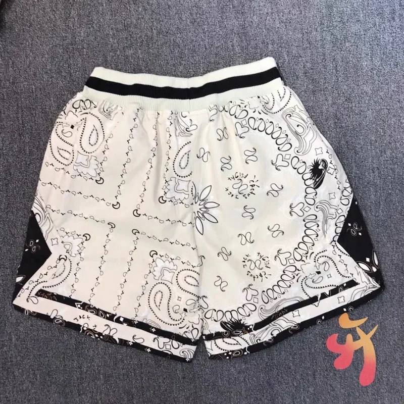 24ss Summer Cactus Jack Shorts High Street Men Women Cashew Flower Full Print Elastic Waist Drawstring Sports Shorts