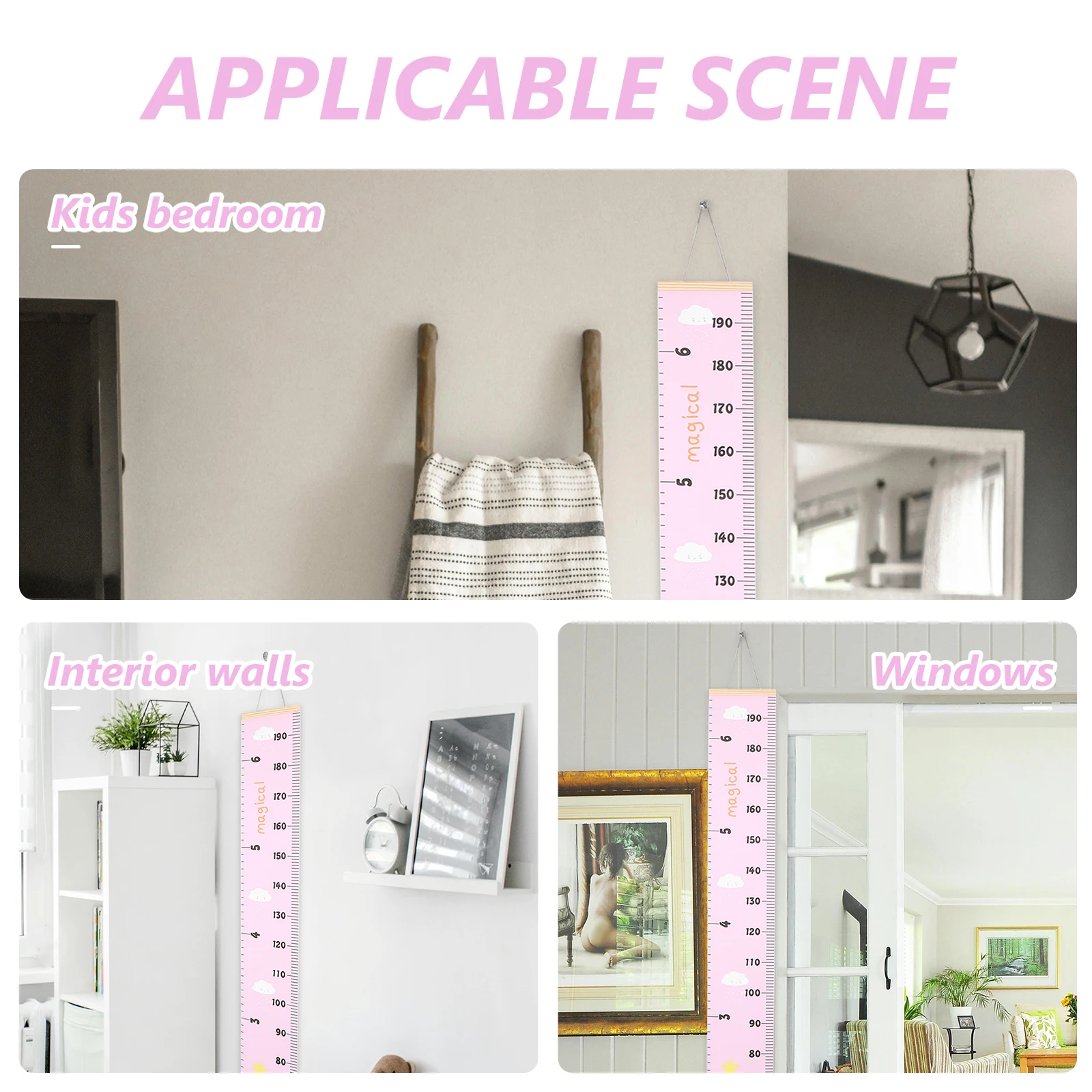 

1Pcs Kids Growth Ruler Height Chart Hanging Wall Decal Polyester Child Height Measuring Tool for Home Kids Growth Chart