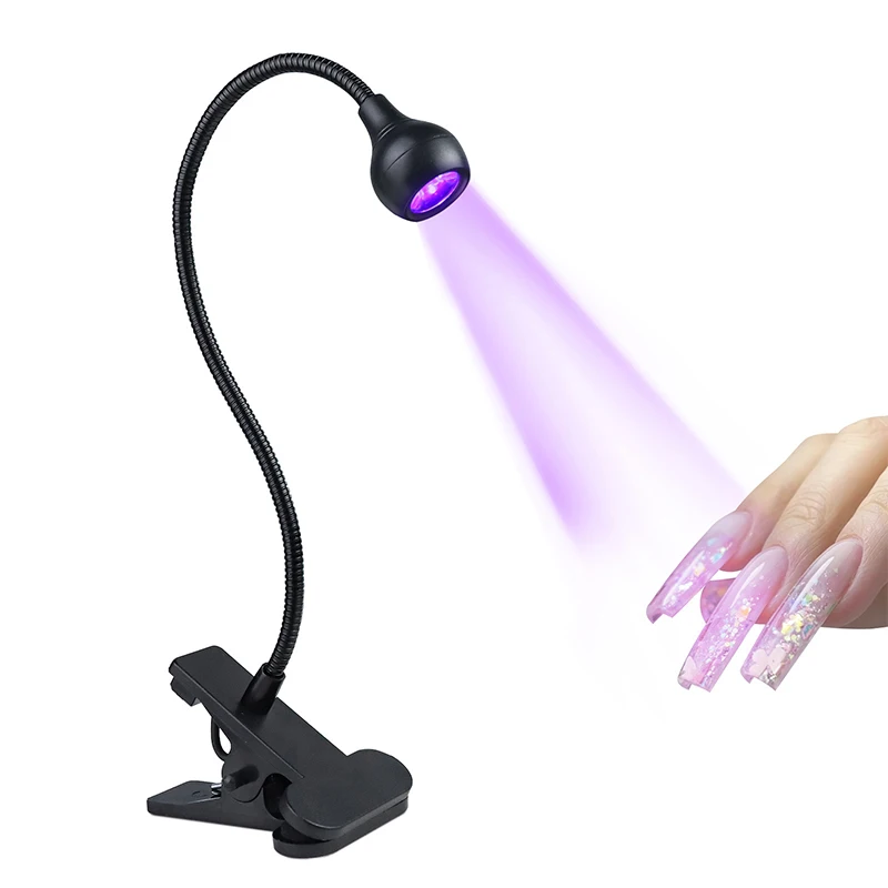 

Flexible Gooseneck Nail Dryer Multifunctional Foot Switch Clip-On UV Led Desk UV Glue Curing Lamp with Clip and Switch USB Lamp