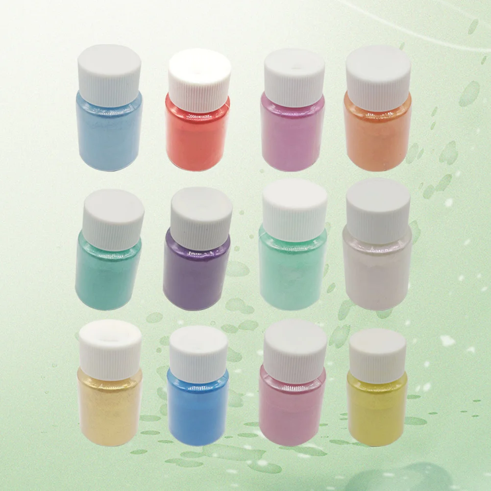12 pezzi di polvere di mica di grado 10G ciascuno pigmenti di perle vibranti per sapone fatto in casa bombe da bagno scrub labbra kit di pittura per il viso