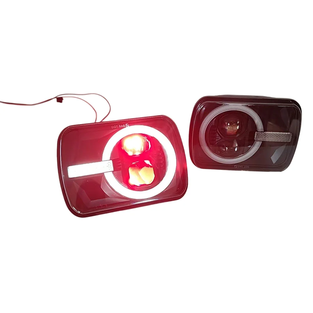 Suitable for Jeep off-road vehicle LED 5X7 rectangular 90W aluminum alloy lens black modified headlights 2PCS