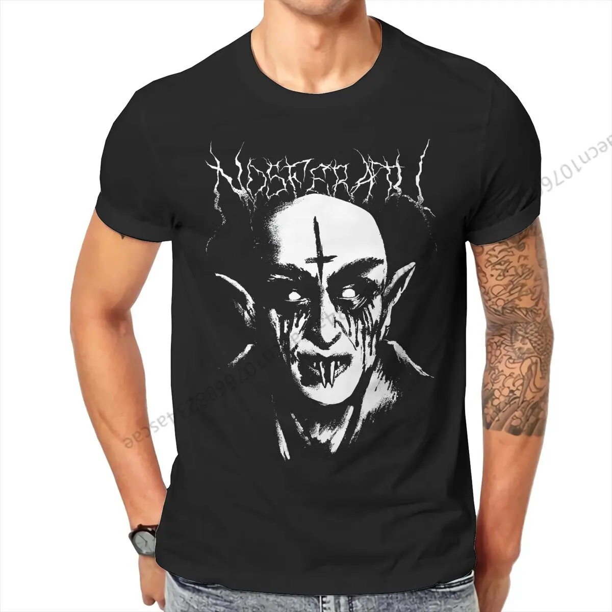 Nosferatu Horror Movie Black Metal Tshirt Homme Men's Streetwear Cotton T Shirt For Men