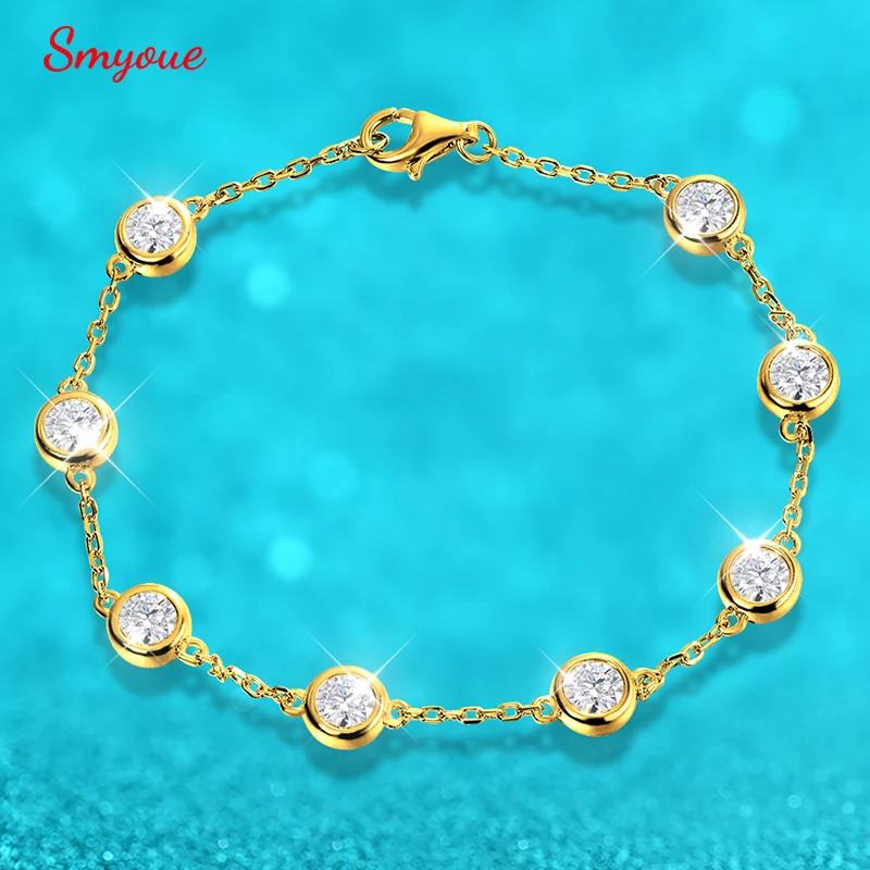 Smyoe 4/5mm Classic Bubble Moissanite bracciale per donna 8 pietre Sparkling Lab Diamond Tennis bracciale 925 Sterling Silver GRA