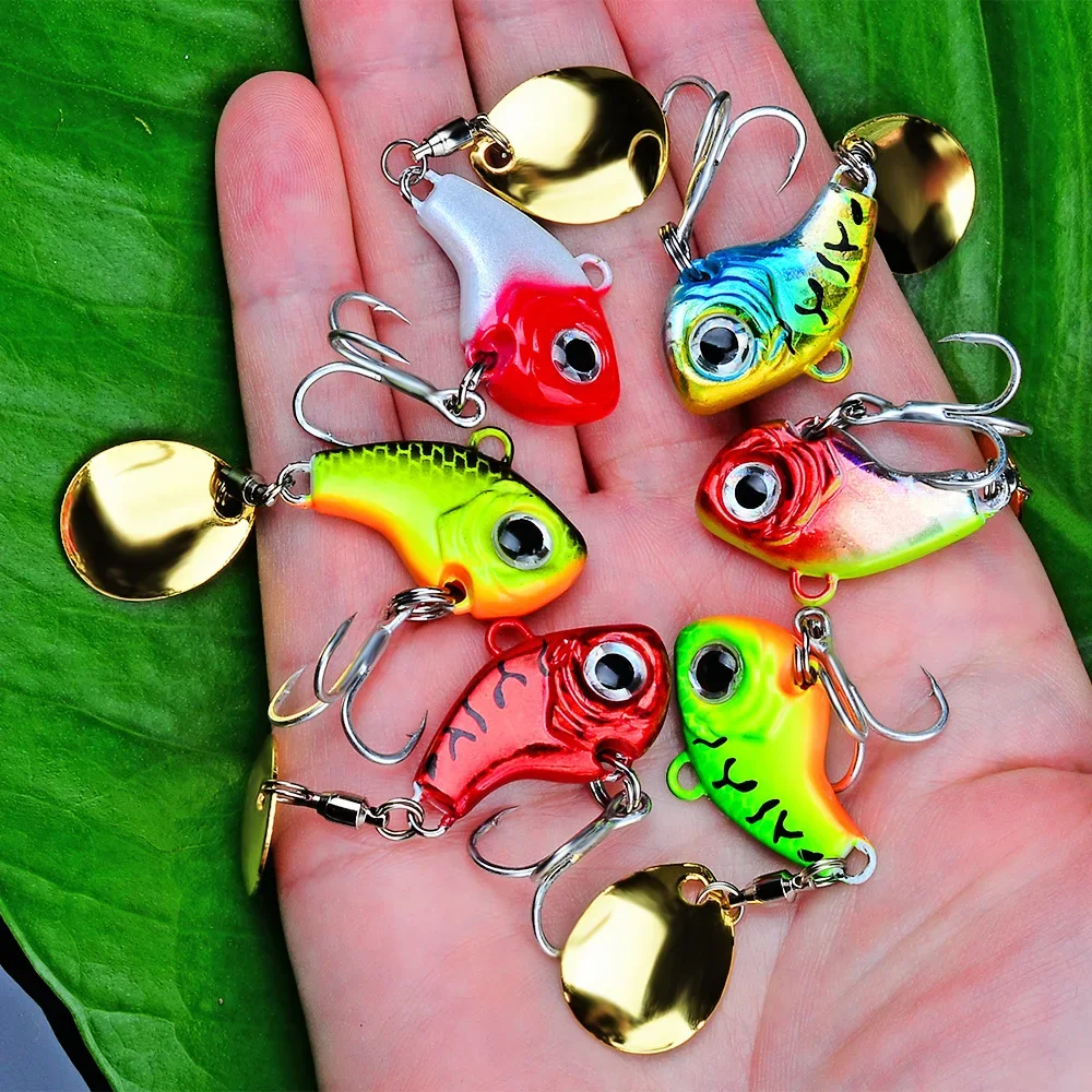 1 Pc Metal VIB Fishing Lure Spinner Vibrating Sinking Rotating Spoon Wobblers Pin Crankbait Sequins Bait Artificial Pesca Tackle