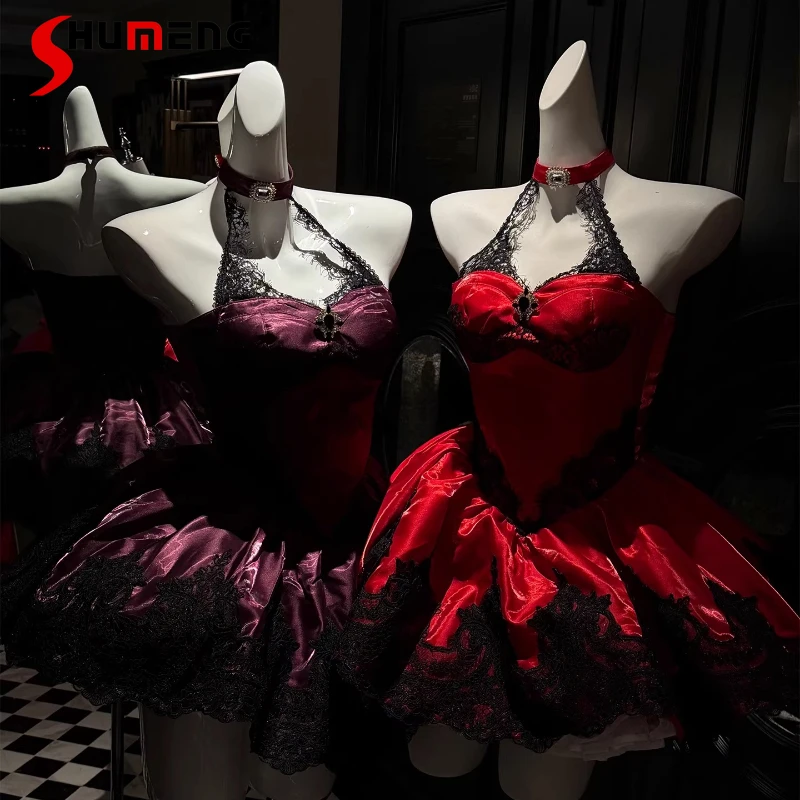 

Japanese Lolita Birthday Party Dress Ballet Style Fashion Adult Ceremony Dresses Elegant Purple Slim High Waist Vestidos Mujer