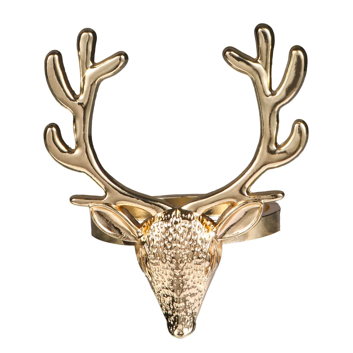 4 Pcs Christmas Deer Head Napkin Buckle Ring Holders for Restaurant Alloy Table Supplies Cocktail Birthday Party Rings