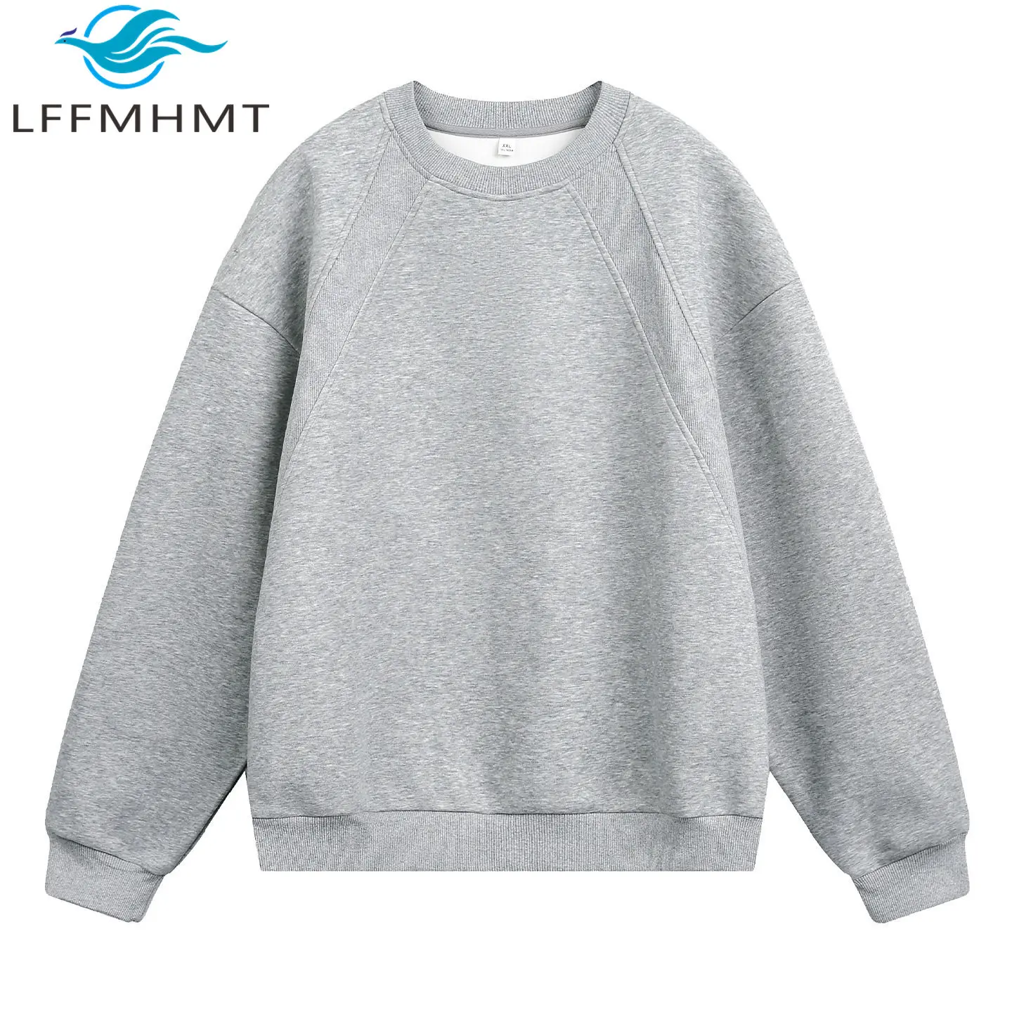 Men‘s 380GSM Heavyweight Crew Neck Sweatshirt Neoprene Fabric Solid Boxy Loose Pullover Casual Fall Winter Tops