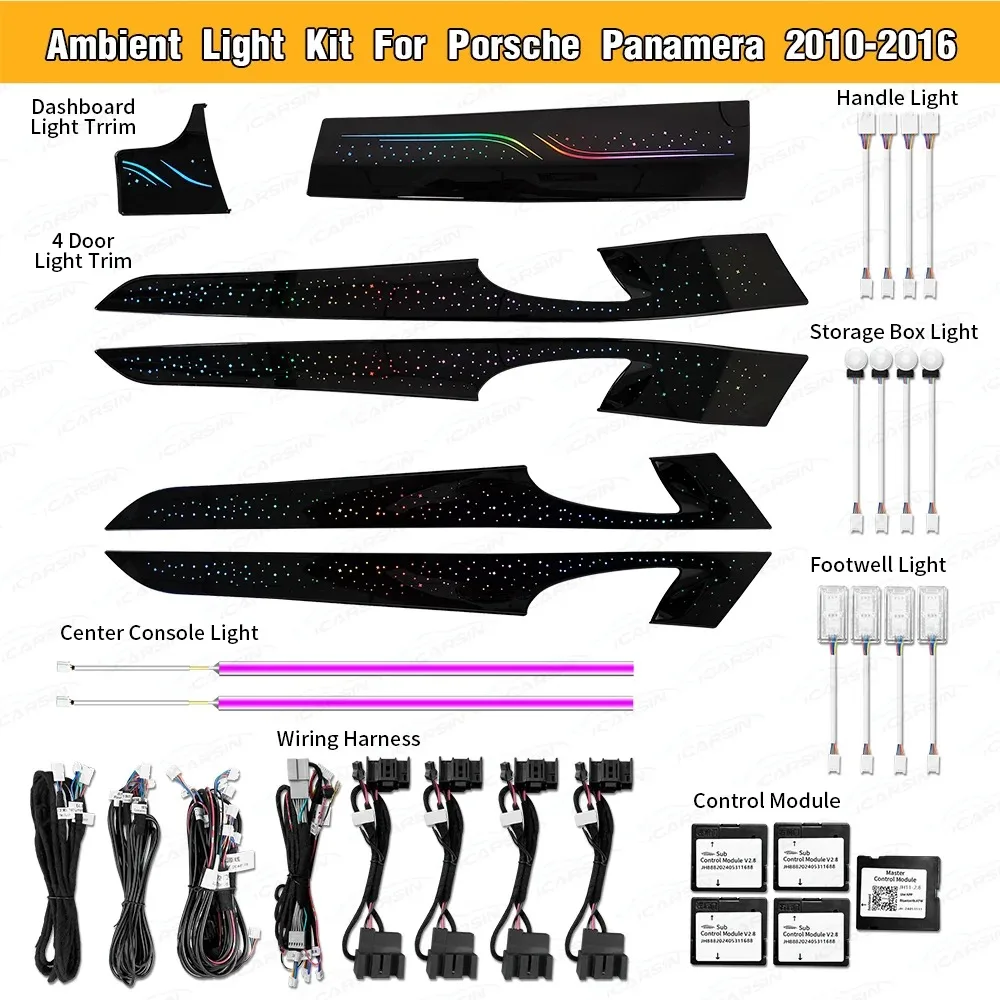 Dynamic Colorful Ambient Lighting for Panamera 970 971 2010 - 2016 Interior LED Atmosphere Light Trim Panel Accessories