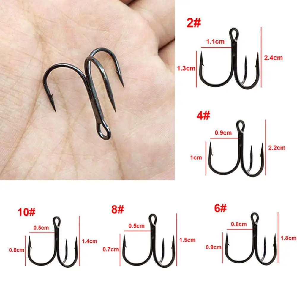 100Pcs Size 2/4/6/8/10 Sharpened Strong Fishing Treble Hook Fish Tackle Tool Super Strong And Durable Easy To Use 훅 시리즈