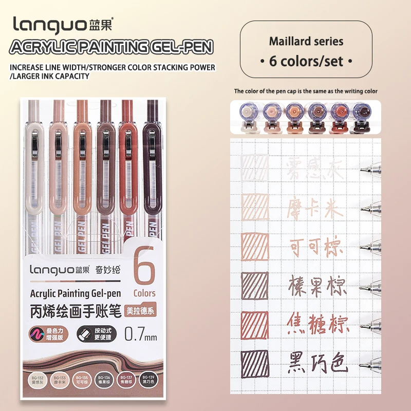 6-90 Farben Languo Acryl-Gelstift-Set, Handbuch-Stift, mehrfarbiger Neutralstift, Schreib- und Zeichenstifte für Schüler, D200 – Detail 20