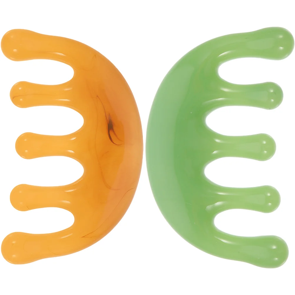 

2 Pcs Massage Comb Wide Tooth Scalp Massager Acupoint Scrubber Stress Reliever Resin Portable Smooth Hair Detangler Brain Care