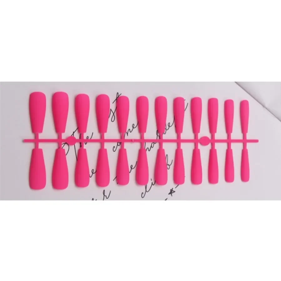 24Pcs/Strip Super Long Ballet Fake Nails Strips Frosted Matte Ladder Coffin Acrylic Press on Nail Tips Wearing False Nails Art