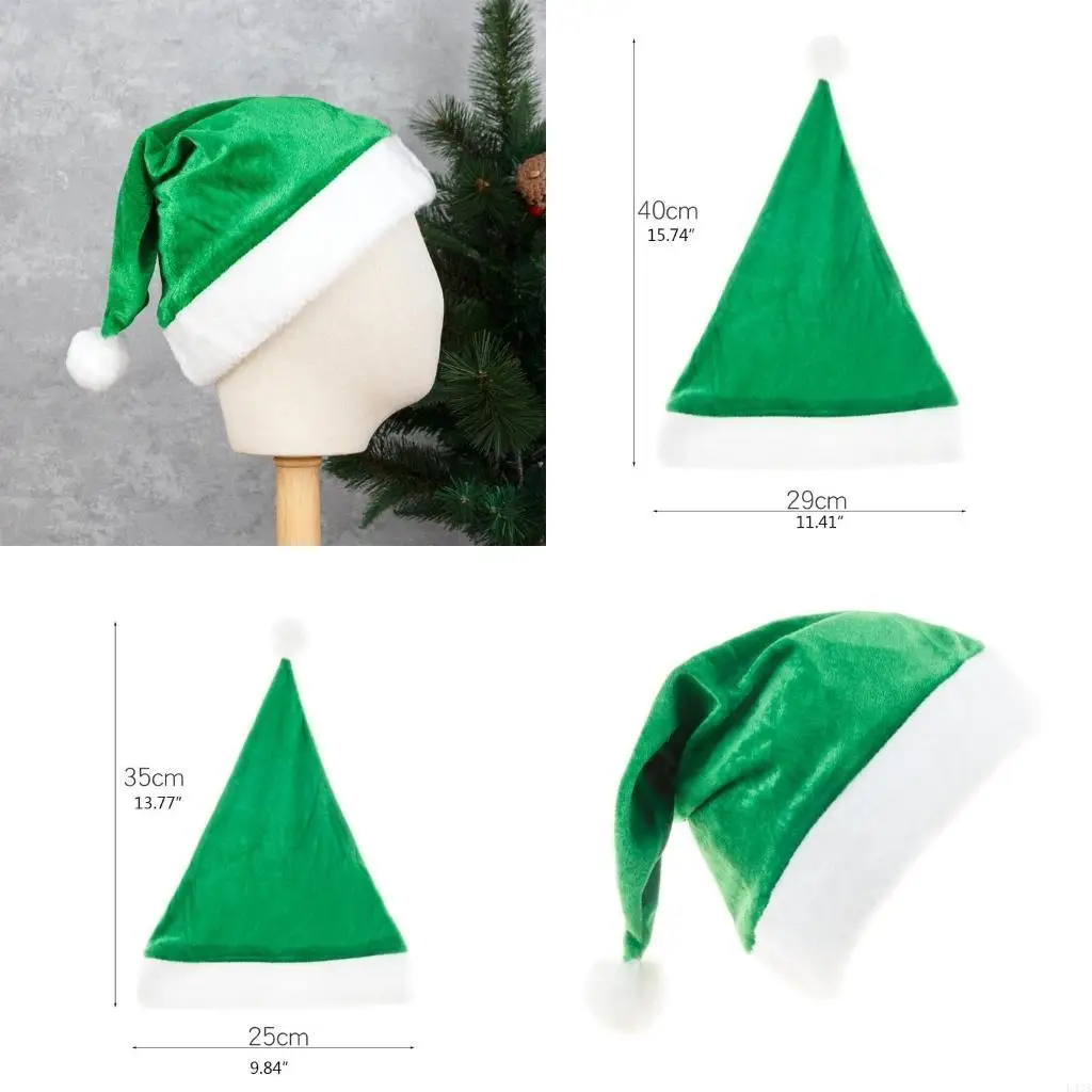 L43A New Year Thick Plush Christmas Hat Adults Kids Xmas Decorations for Home Party