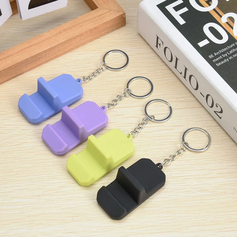 Portable Keychain Pendant Mobile Phone Holder Stand Creative Keyring Lightweight Mini Desk Cellphone Support