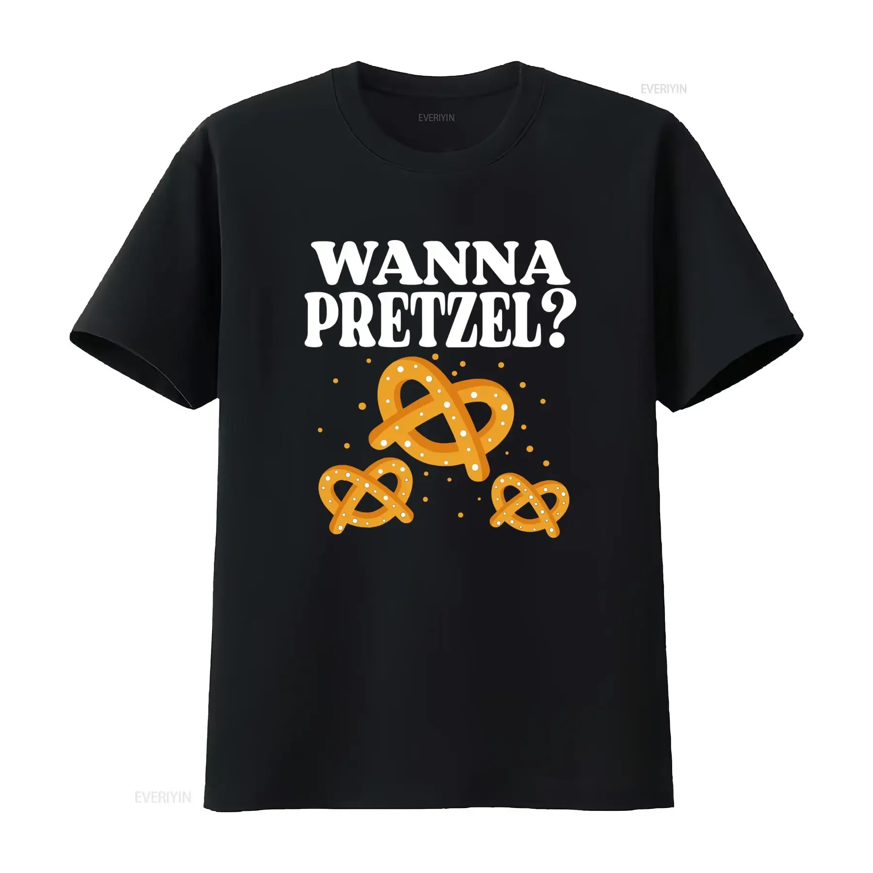 Funny Pretzel Lover Wanna Slogan Cartoon Print Casual T Shirt vintage Washed Stretched Top For Everyday Wear designer clothes
