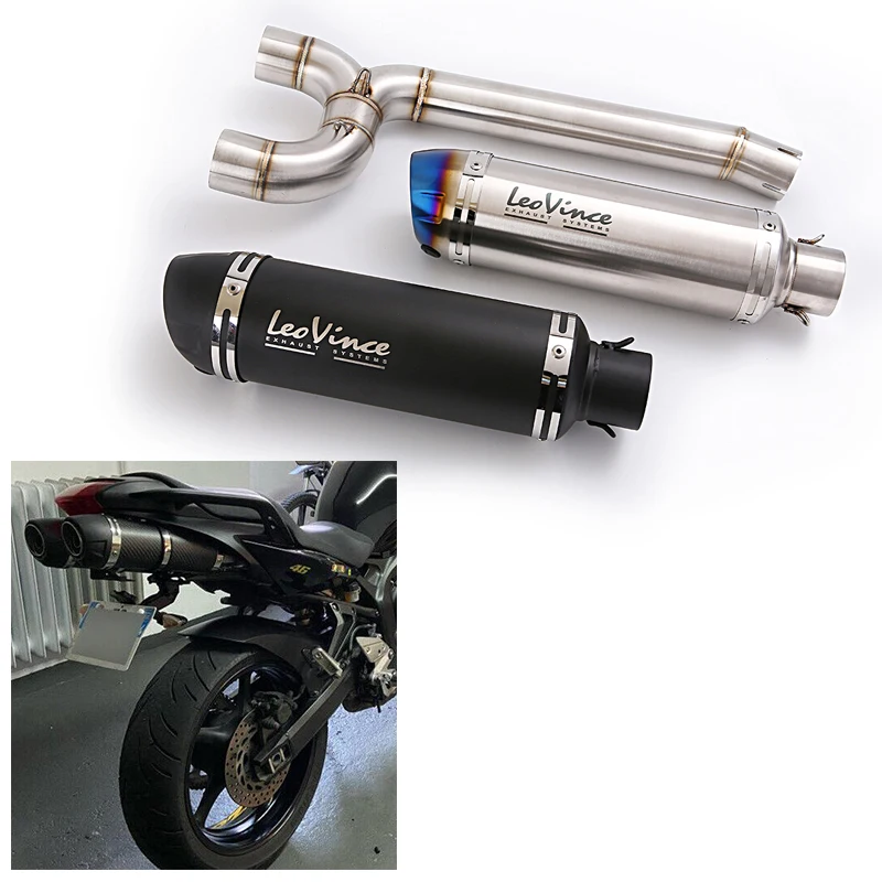 For Yamaha FZ6/FZ6N/FZ6S 2004-2011 Motorcycle Exhaust Mid Pipe Muffler Escape Link Tube Removable DB Killer Stainless Steel