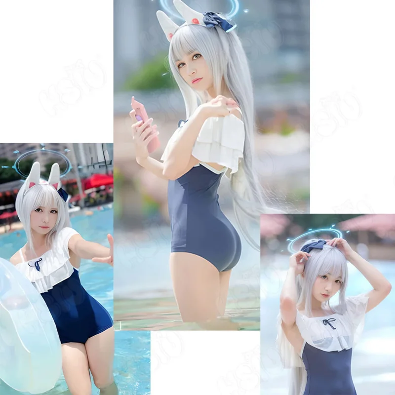 Kostiumy Cosplay Tsukiyuki Miyako gra niebieskie archiwum kostiumy Cosplay HSIU Sexy strój kąpielowy dla dziewczyn kobiet jednoczęściowy odzież do pływania