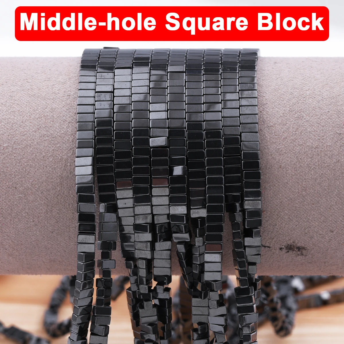 2x4mm Black Gallstone Square Beads with Central Hole Natural Color Handmade DIY Jewelry-Making Bead Bracelet Necklace Accessorie