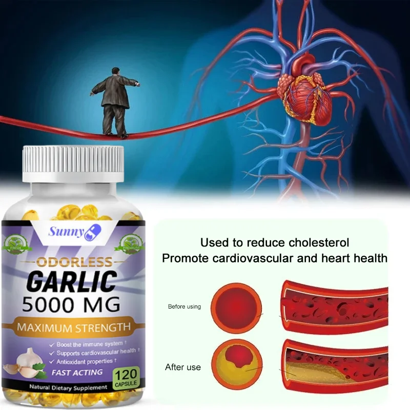 Garlic Extract Supplement - Supports Healthy Triglyceride Levels, Circulatory Health, Antioxidant, Non-GMO