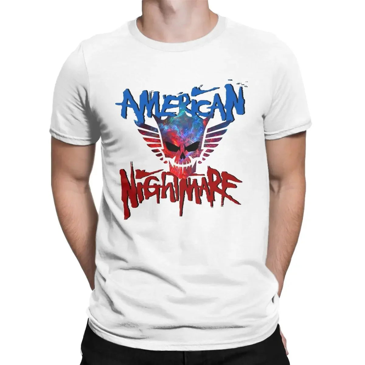 Crazy American Nightmares Cody Rhodes T-Shirts Men Skull Outfits Wrestling Punk Cotton Tee Shirt Crew Neck Short Sleeve T Shirts