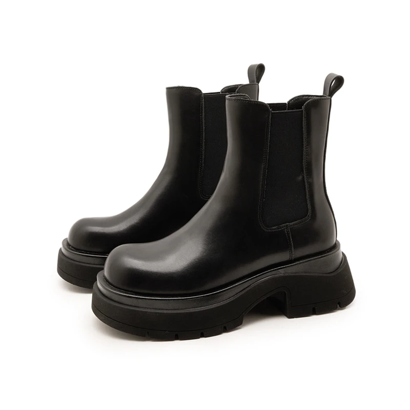 

AIYUQI 2025 New Women's Chelsea Boots Thick-soled, round-toed Women Smokestack Boots Large, comfortable female booties