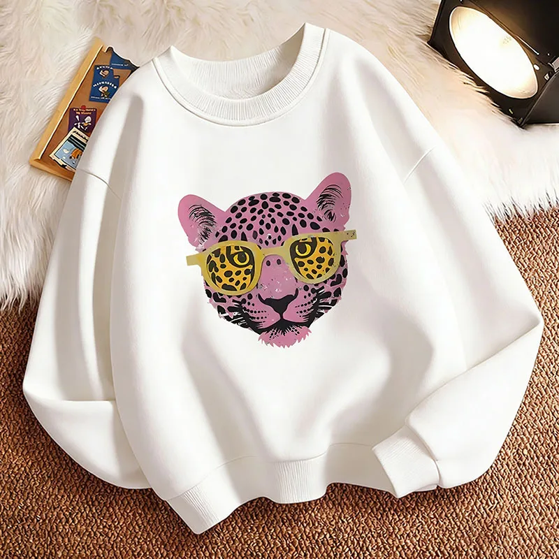 Fashion Tiger Printed Graphic Pullover Crew Neck Hoodie Kids Children's Sweatshirt Hoody for Boys Girls Spring Casual Hoodies