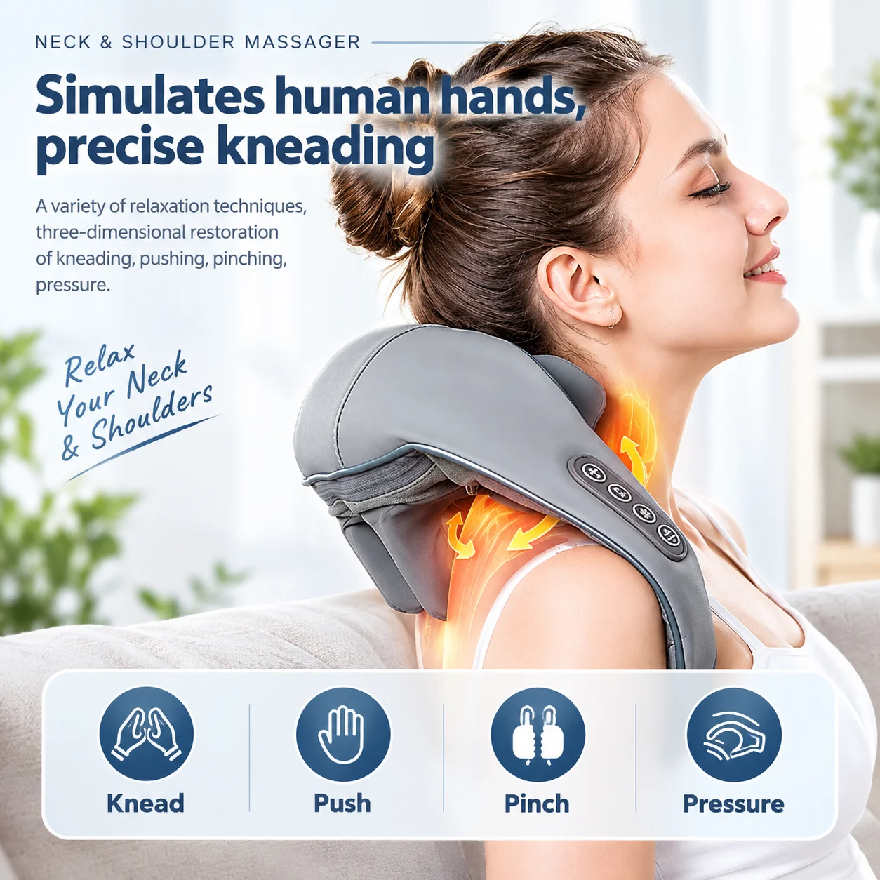 2026 New Brushless Motor Neck Shoulder Massager Wireless Back Kneading Massage Shawl Deep Tissue Muscle Relaxation Portable Neck