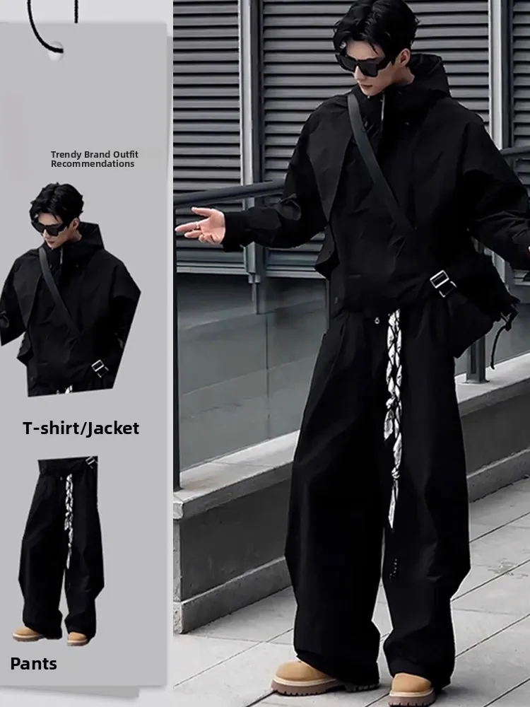 

Cool Early Autumn Men's Faion Set High-End Outdoor Workwear Jaet Spring Autumn Two-Piece Set Long Sve Long Pants for T...