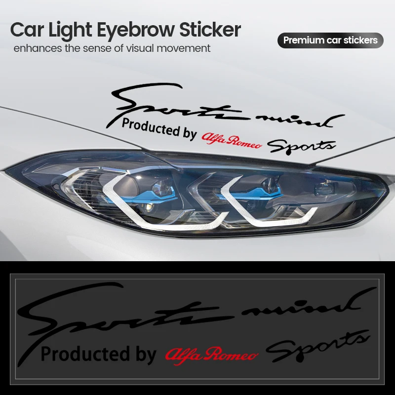 Car Sport Racing Emblem Light Eyebrow Stickers Decoration for Alfa Romeo 159 Giulietta Giulia 147 156 Mito Stelvio GT Sportiva