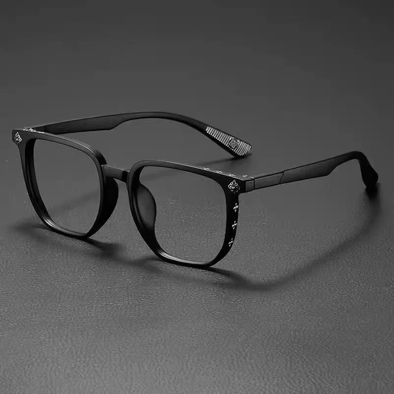 Temperament Black Frame Fashion Anti Blue Light Glasses for Unisex Large Frame Flat Light Eye Protection Decorative Eyewear New