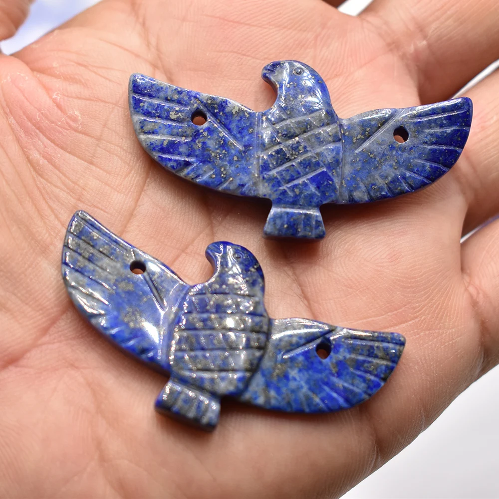 Großhandel 4 Stück/Set Modische geschnitzte Naturstein-Amethyste Lapislazuli Adler-Vogel-Tier-Anhänger für Schmuckherstellung Kostenlos – Detail 3