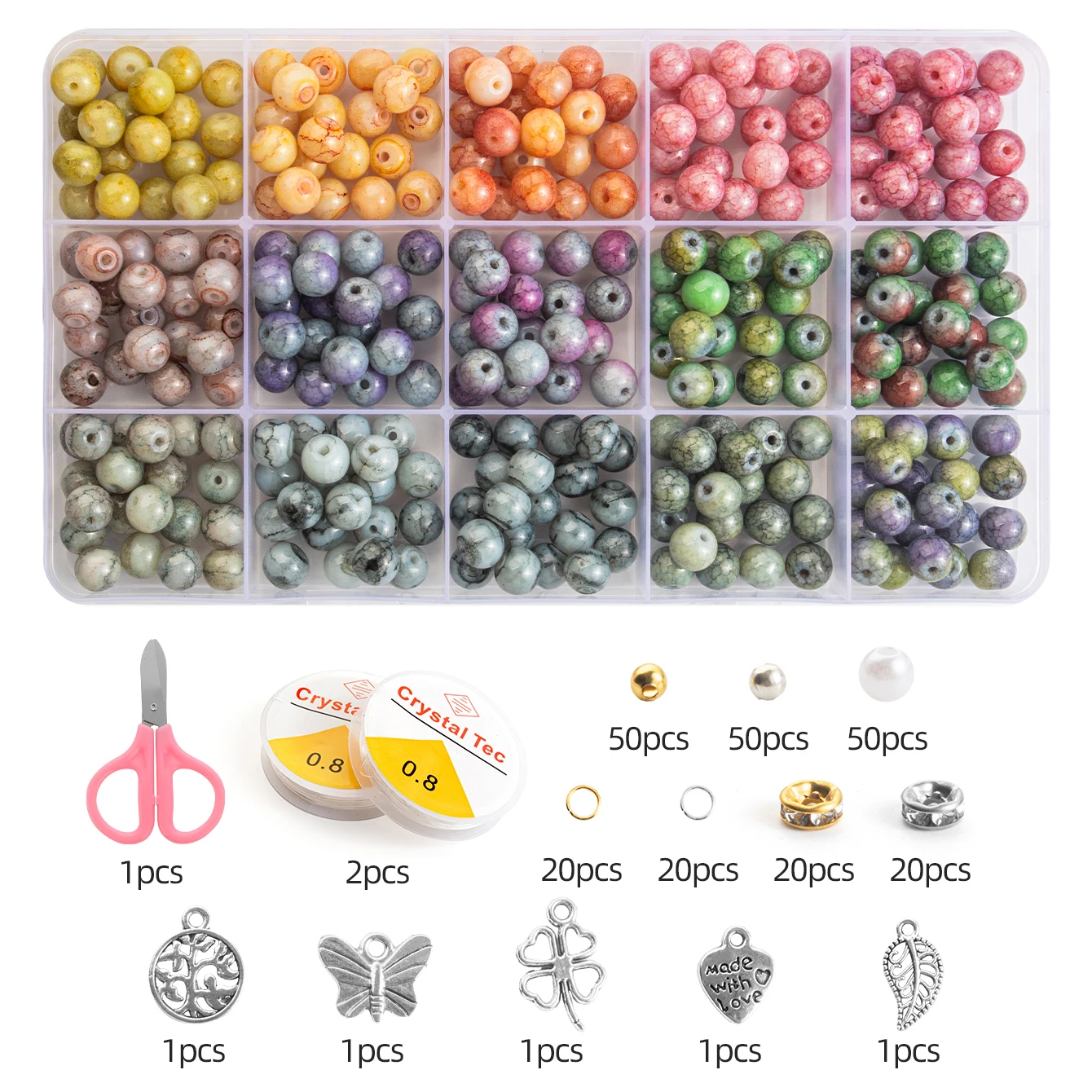 Glass Beads Bracelet Making Kits with 28 Colors