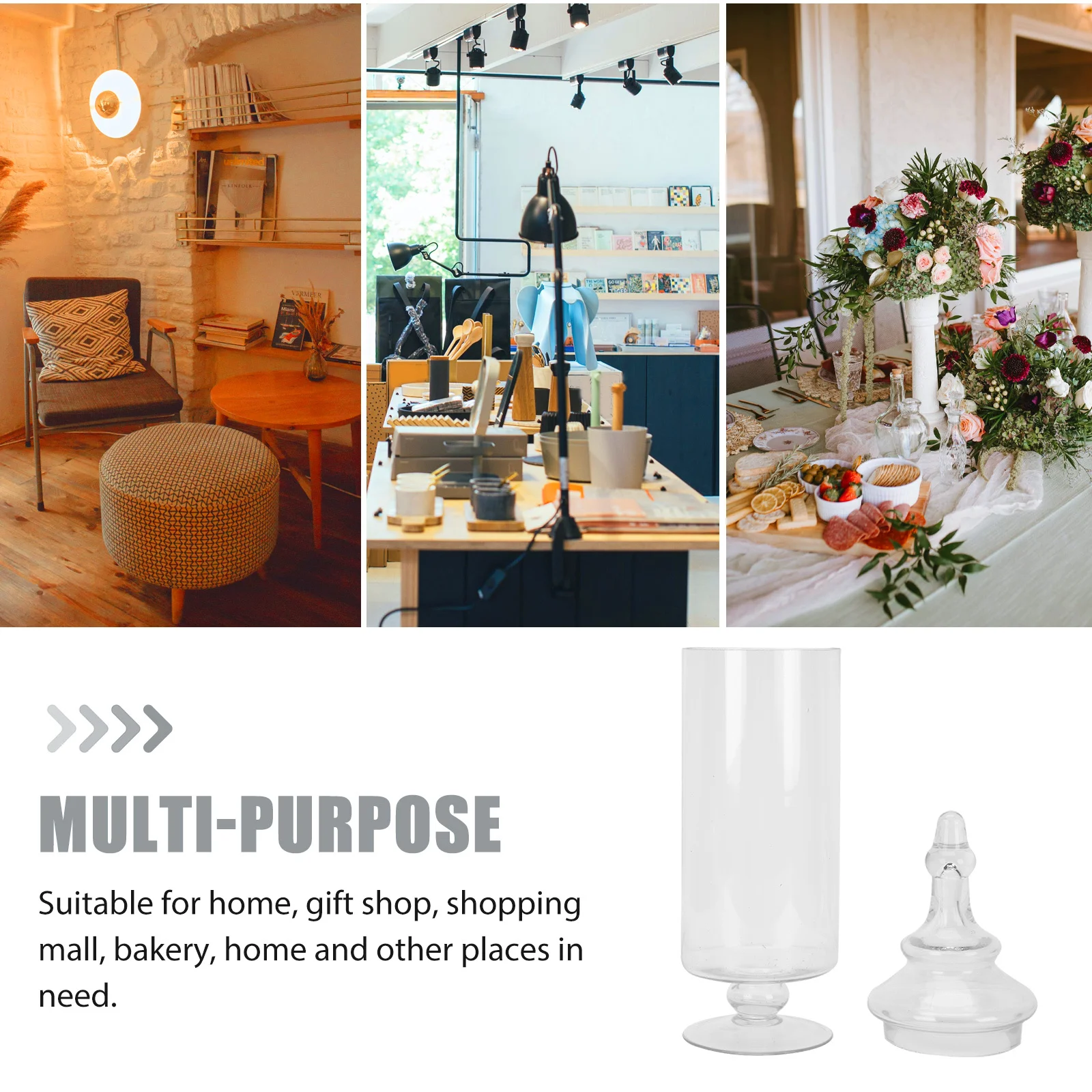 

1Pcs European Style Candy Jar Transparent Glass Storage Container with Lid for Home Kitchen Party Wedding Dried Fruit Snack