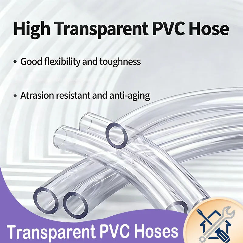 1-10M Transparent PVC Hose Pipe ID2~20mm Rubber Tube Aquarium Tubing Water Pump Hosing For Fish Tank Garden Irrigation