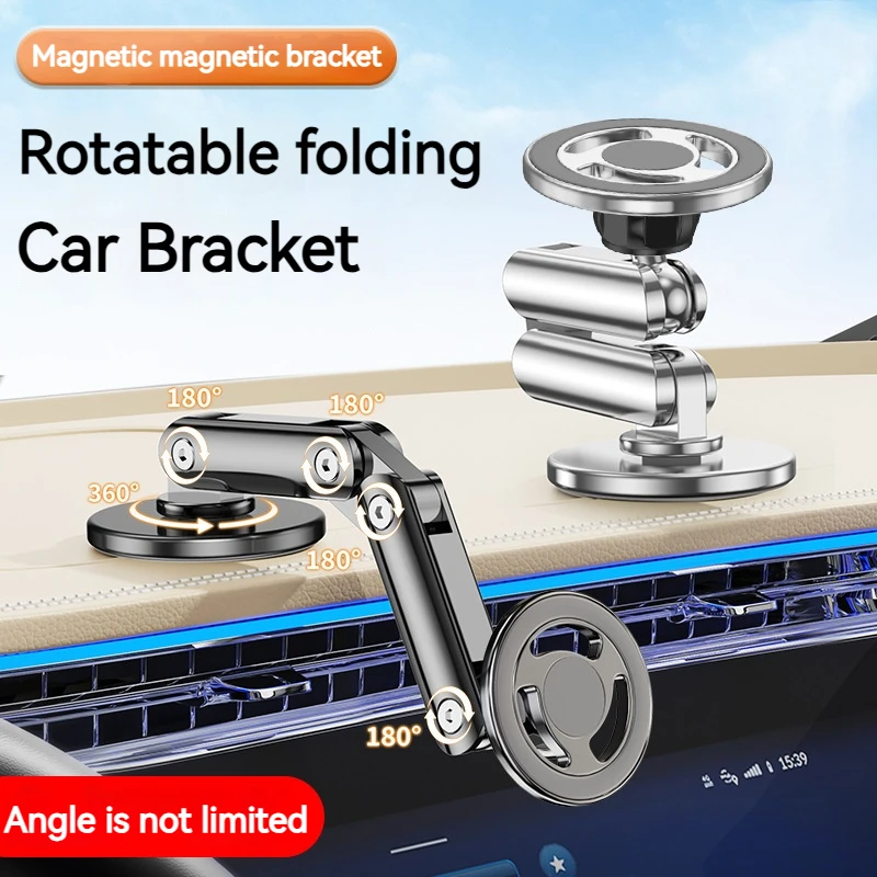 Magnetic Metal Car Phone Holder 360 Rotation Adjustable In Car Phone Bracket for Iphone 15 14 13 12 11 Pro Max Samsung Xiaomi