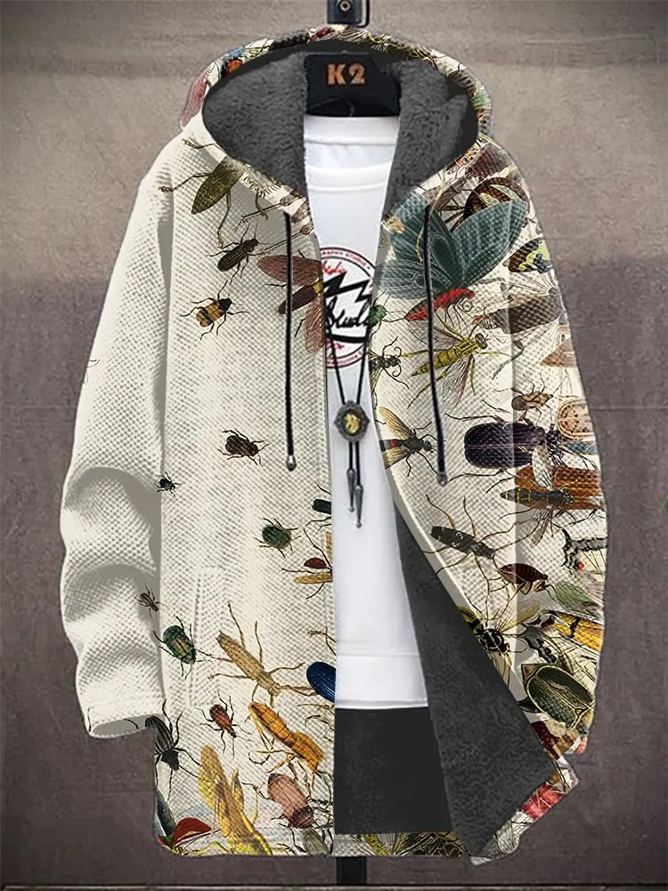 Men's Sun And Moon Yin Yang Tree Of Life Print Fleece Lined Hooded Trench Coat Men's Thick Warm Jacket view 3