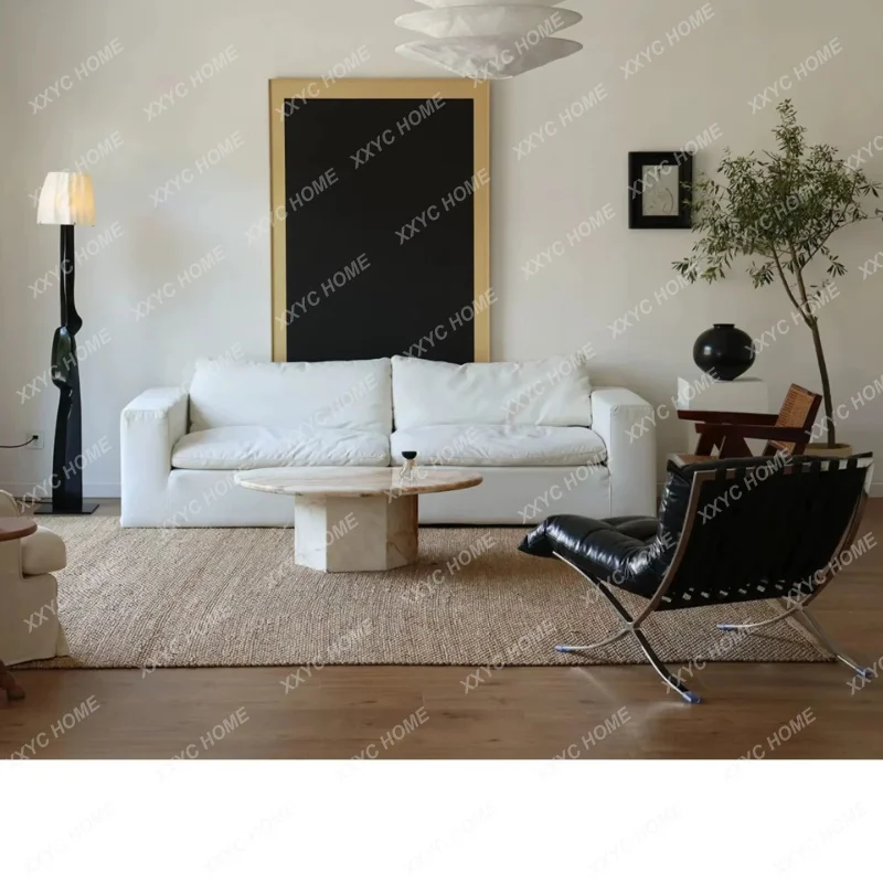 XXNatural Persian jade marble pebble special-shaped oval coffee table living room  side table