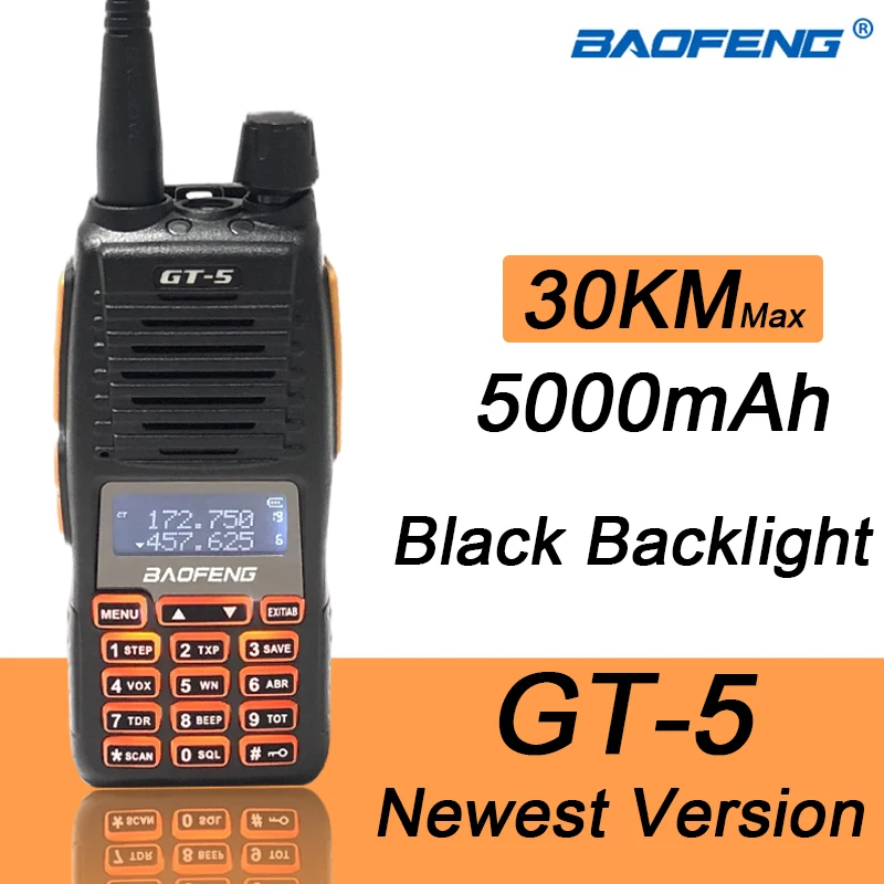 Baofeng-BF GT-5 Portable Walkie Talkie, Long Range, 10 km, Two Way Ham Radio, Dual PTT, Hf Transceiver, Upgrade