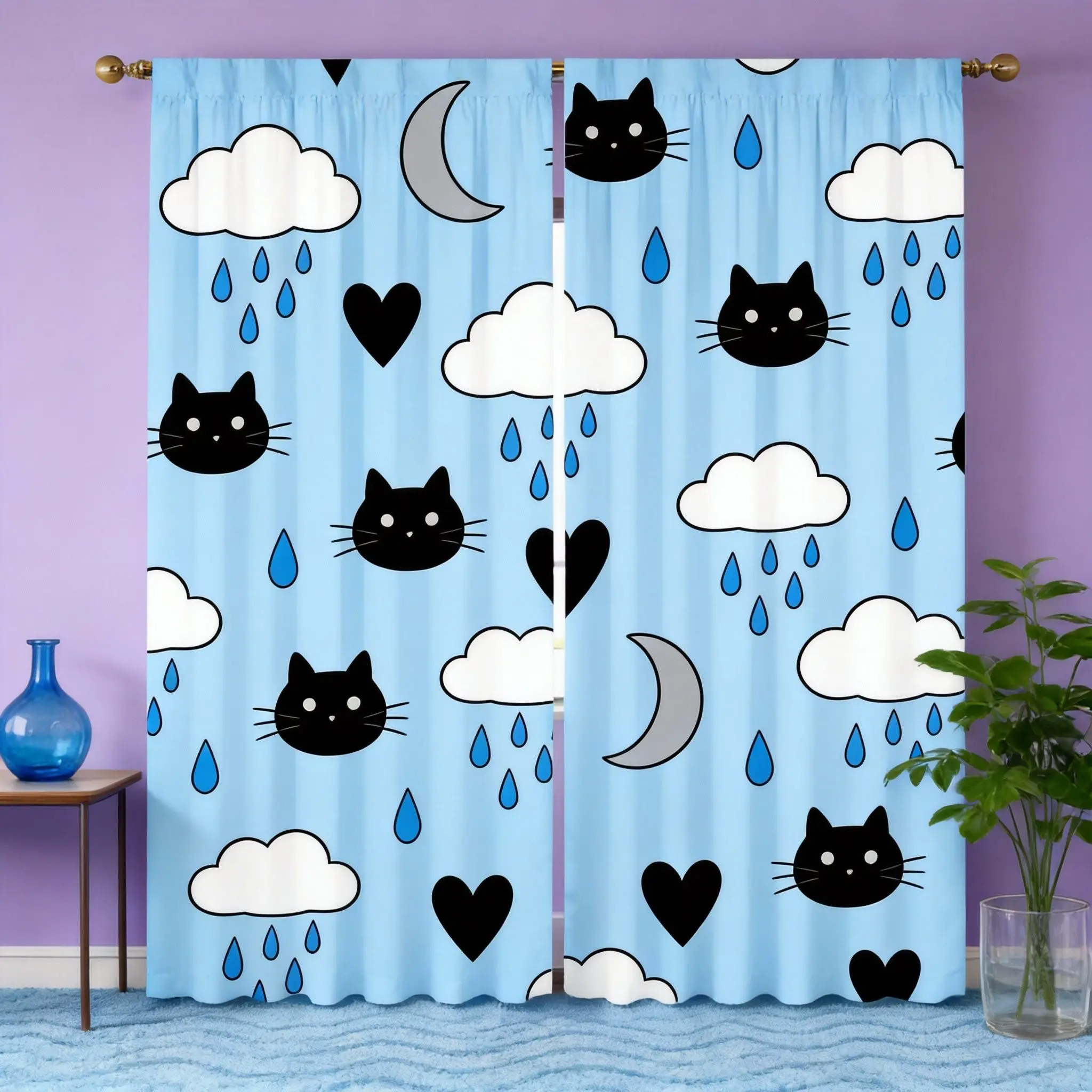 Graffiti Art Curtains 2pcs – B - Home Office Icon 评论和价格