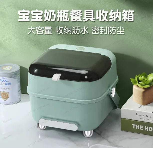 Baby Bottle Storage Box Food Supplement Bottle Tableware Cleaning Brush Set with Lid Go Out Dryer