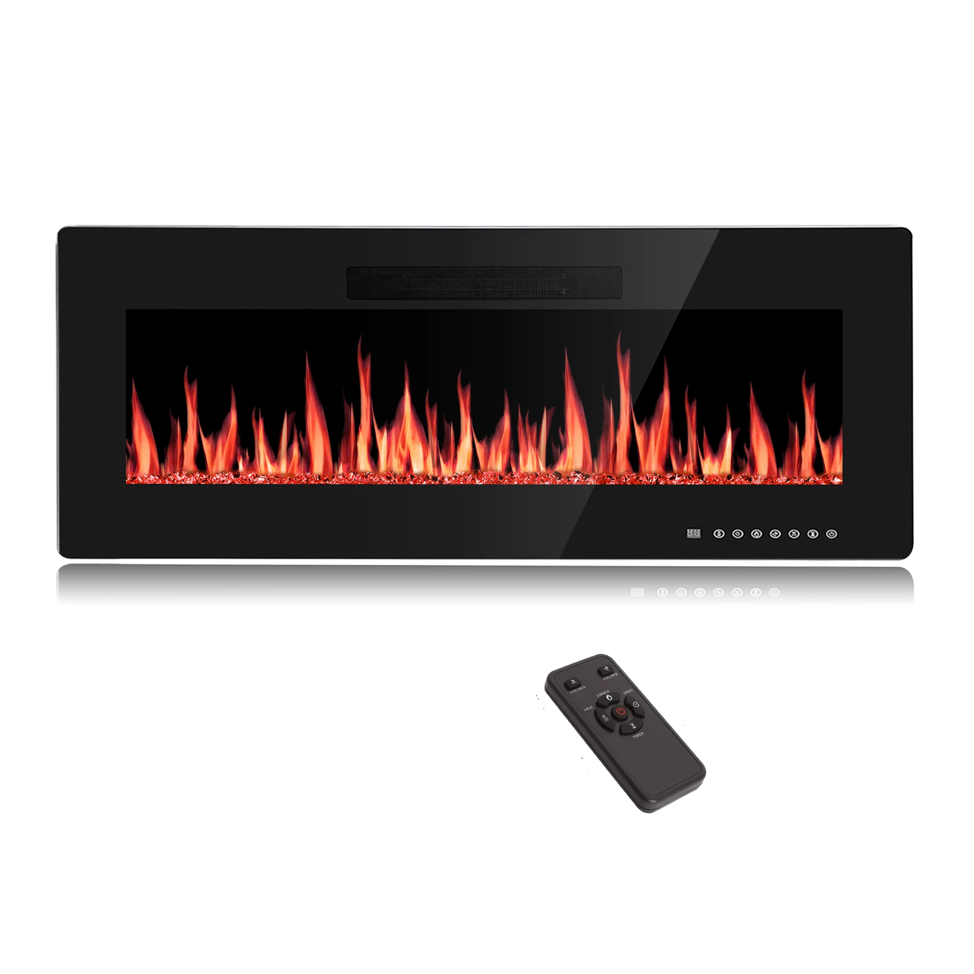 

60" Recessed & Wall Mounted Electric Fireplace,Ultra thin & Low Noise,Touch Screen Remote Control,Unique Flame Design