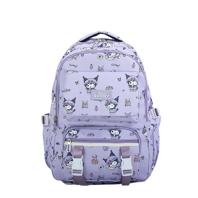 Sanurgente-Sac à dos Kuromi pour enfants, cartable noir et bleu, sac d'école étudiant, ordinateur, grande capacité GT, fille et garçon