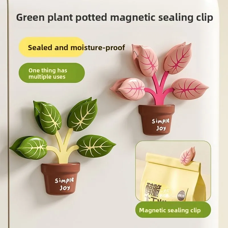 

Cute Plant Shape Magnetic Food Sealing Clips Kitchen Refrigerator Magnet Snack Fresh Keeping Seal Clips